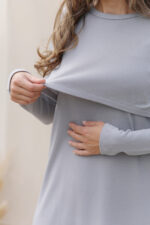 Merino-Nachthemd für Schwangerschaft und Stillzeit