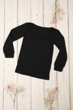 Schwarzer Kinder Rollkragenpullover aus Merinowolle