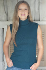 high neck sleeveless top in merino wool