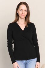 Zwarte merino voedingstop dames