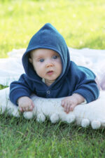Gilet bébé à capuche en mérinos